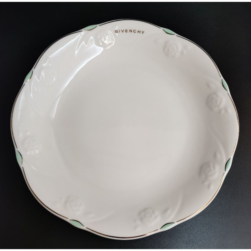 Givenchy Paris 25cm Green Dots Gold Rim Dinner Plate Shopee Malaysia