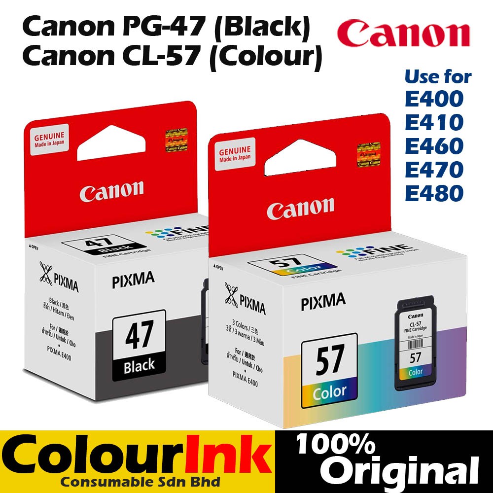 Canon PG47 + CL57 Combo Cartridge E400/E460/E480 Shopee Malaysia