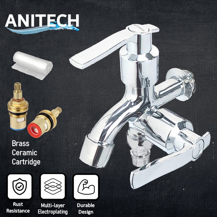 ANITECH Washing Machine/Bathroom Two Way Wall Mounted Faucet Two Way