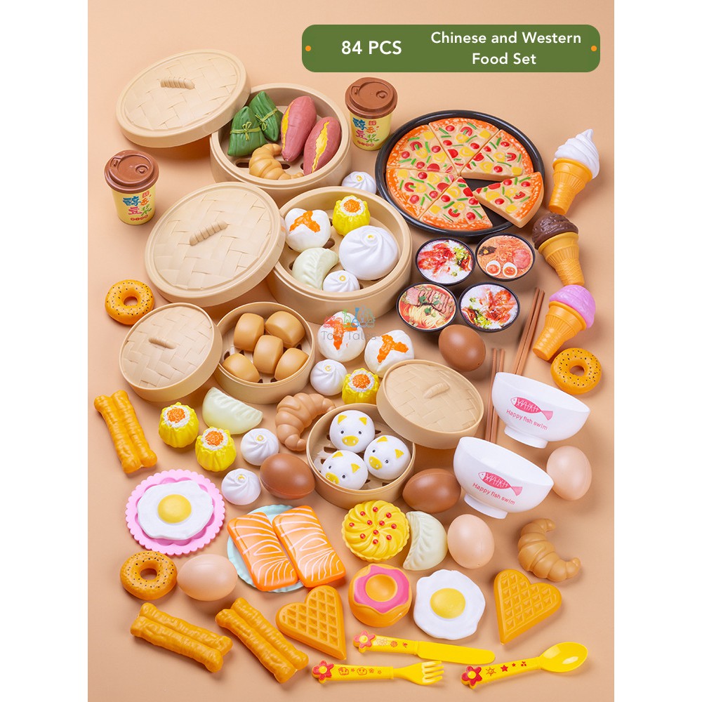 84 PCS Dim Sum Toy Chinese Food Western Food Fast Food Sushi Toy