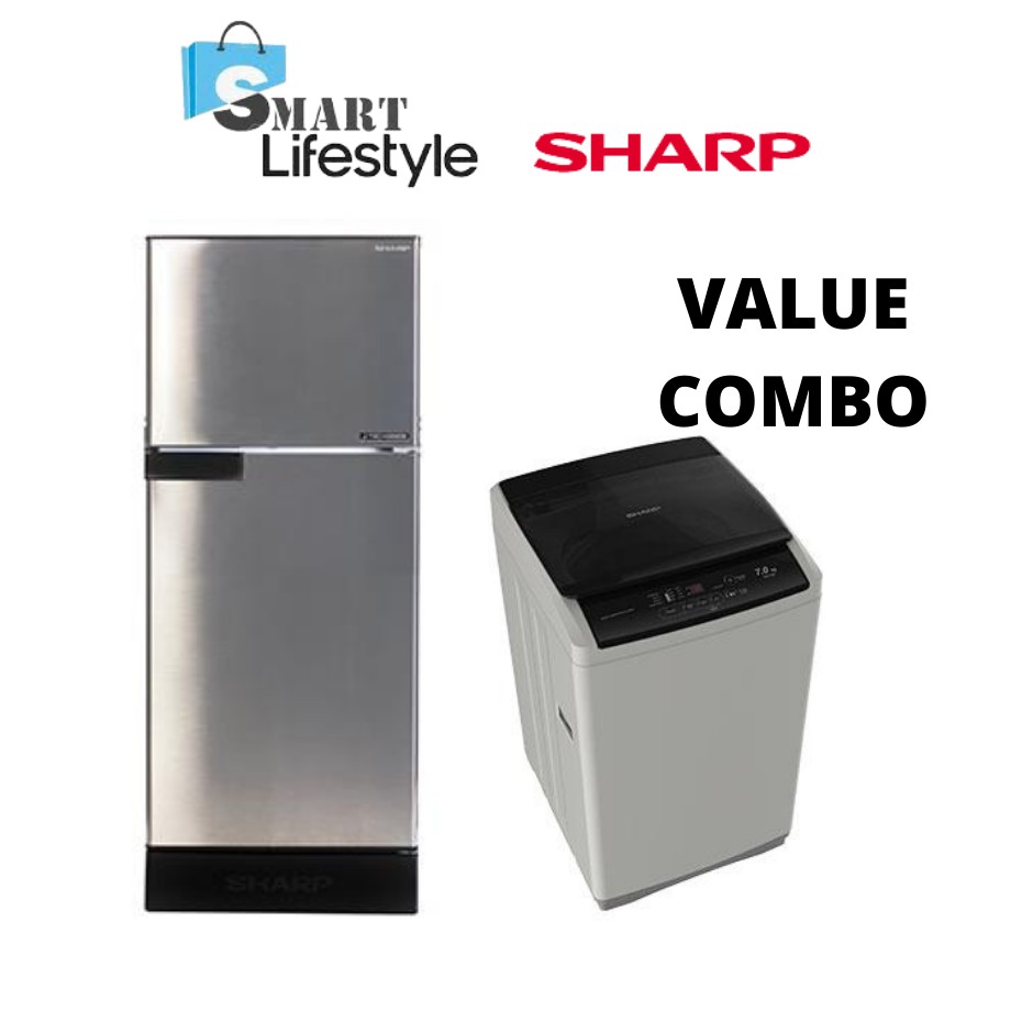 Sharp Fridge+Washer Combo SJ189MS + ES718X Shopee Malaysia