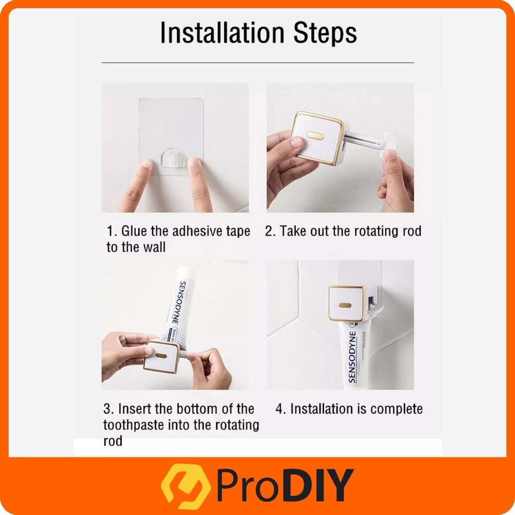 Wall Mounted Toothpaste Squeezer Dispenser Push Tube Roller Rotate