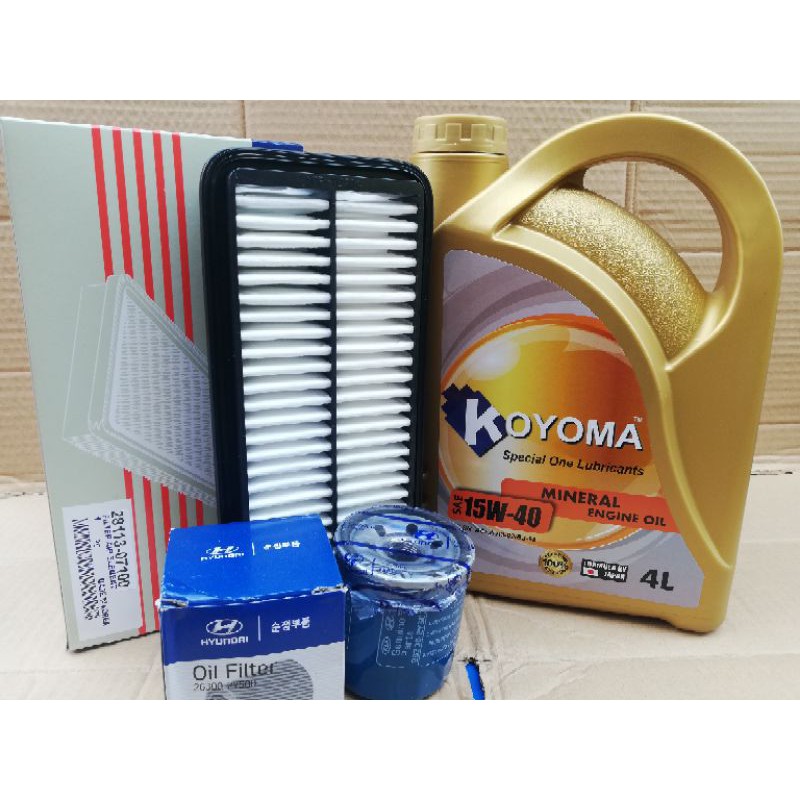 KIA PICANTO 1.1, NAZA SURIA AIR FILTER + OIL FILTER + KOYOMA 15W40