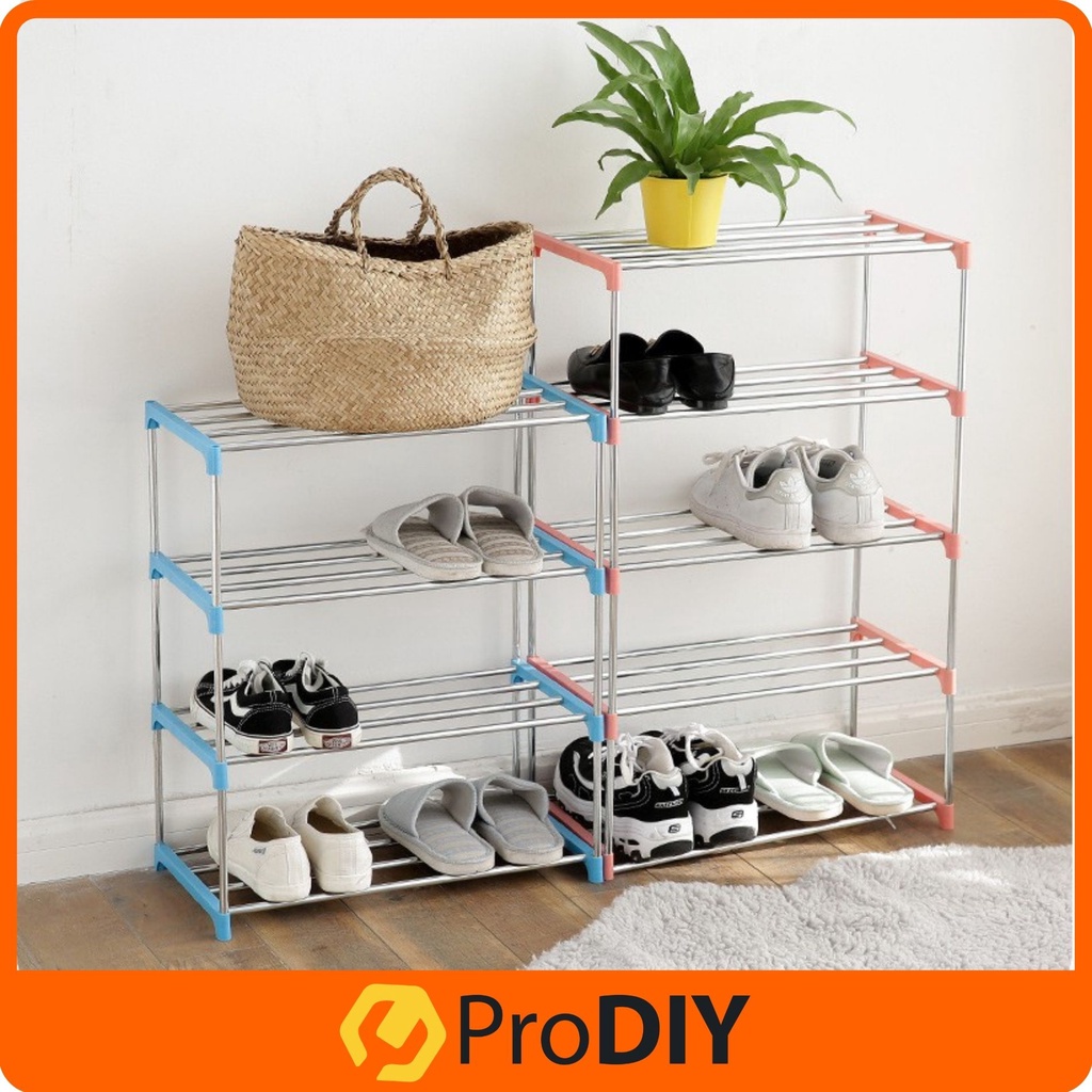 Metal tube Shoe Rack 4 / 5 Tier lightweight easy to assemble shoe rack