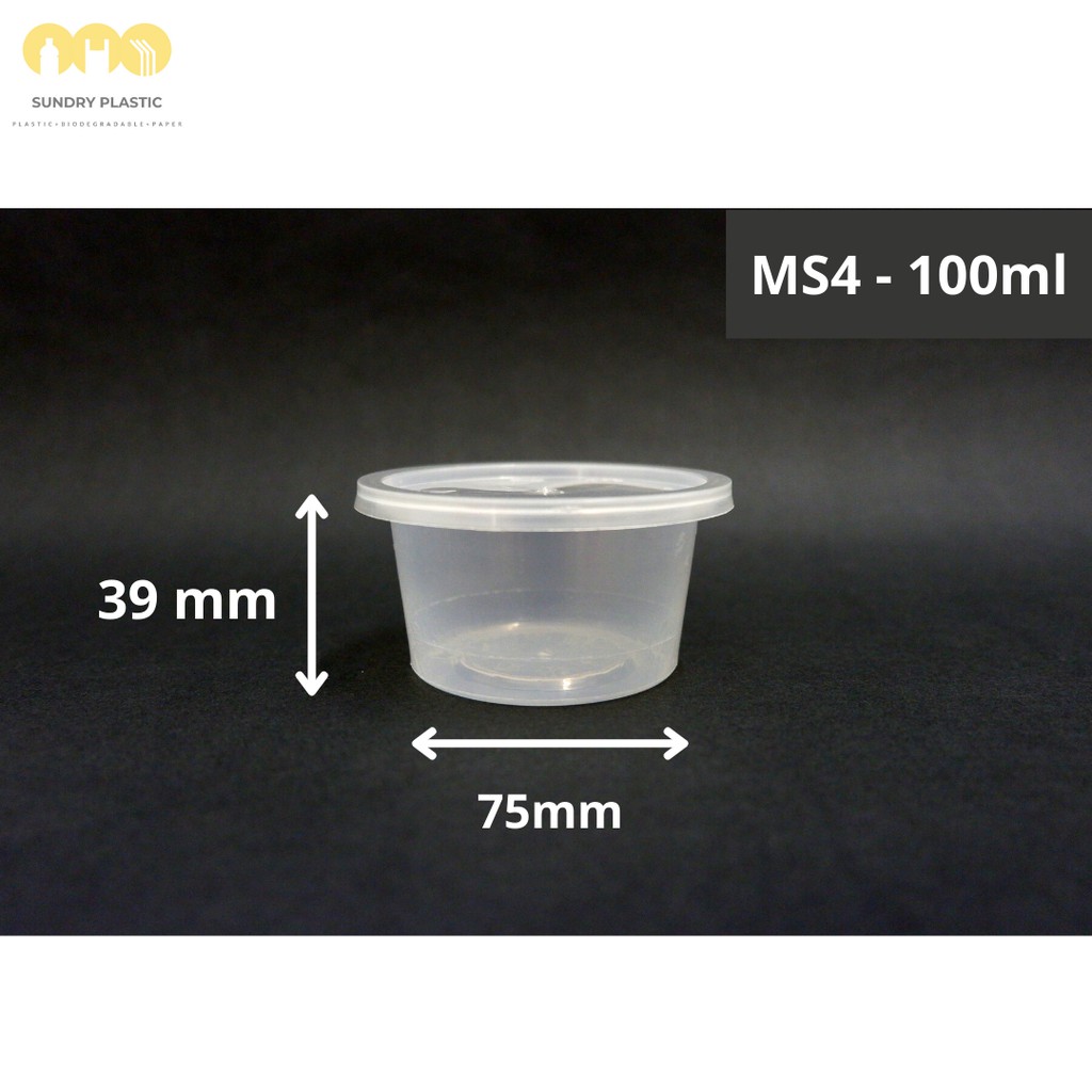 MS4 [MICROWAVABLE] Round Plastic Food Container / Pudding Cup With Lid