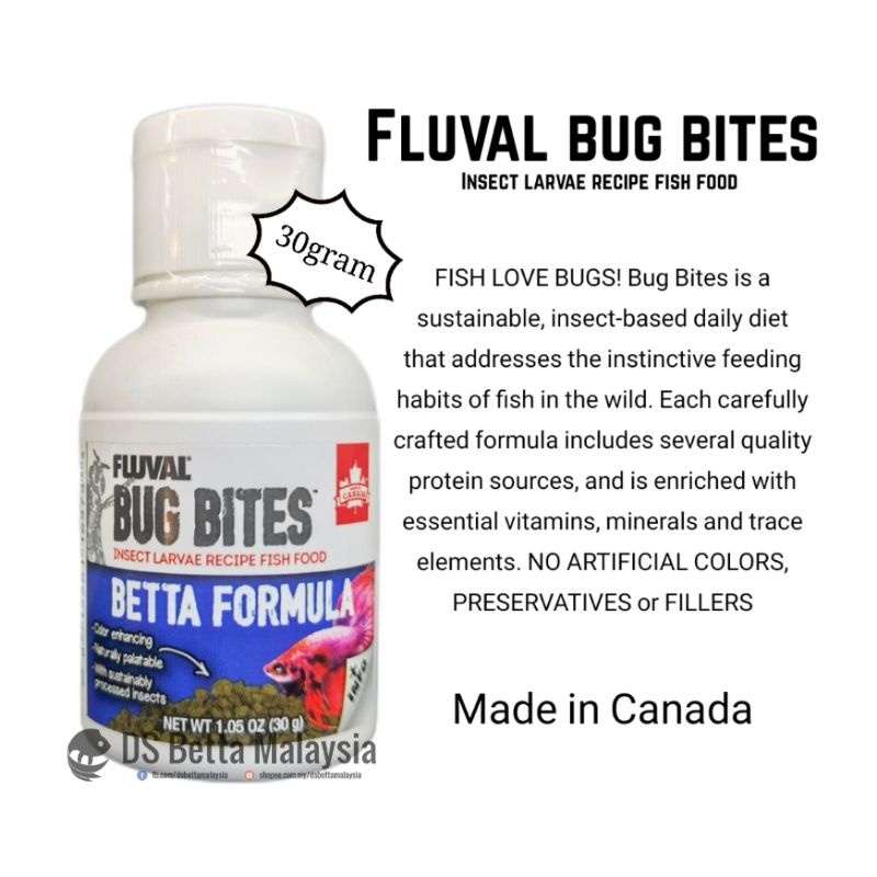 Fluval Bug Bites pellets / food / for Betta Fish, ikan laga hiasan