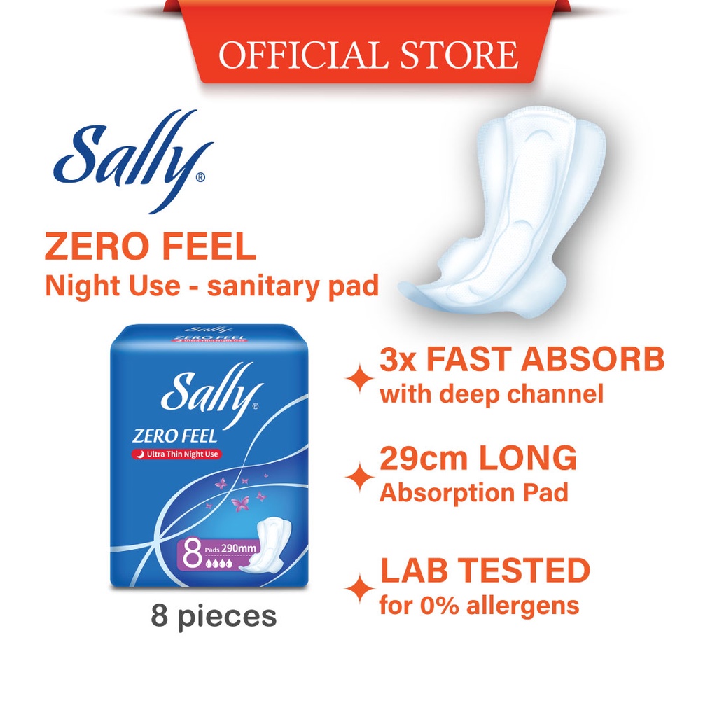 Sally Sanitary Pad Zero Feel Night Use (29cm) Shopee Malaysia