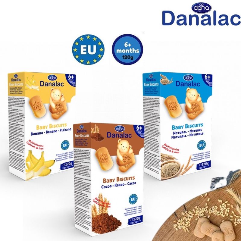 DANALAC Baby Biscuits 120g ( Natural/ Banana/ Cocoa) Shopee Malaysia