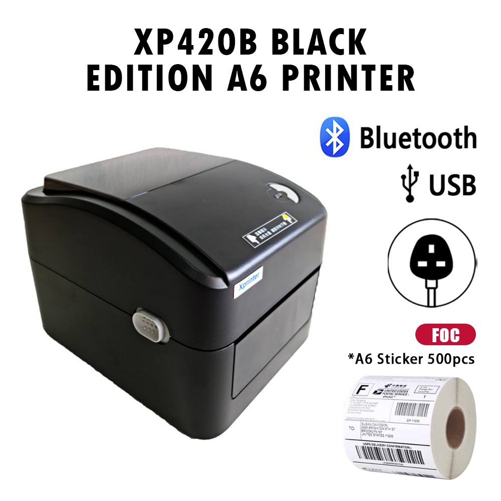 FAST SEND* BLACK EDITION A6 Xprinter 420B Thermal Printer Bluetooth