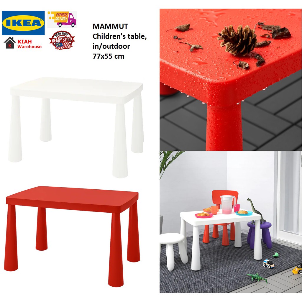 IKEA MAMMUT Children's Table, in/outdoor white 77x55 cm Meja Kanakkanak Mini Table Children