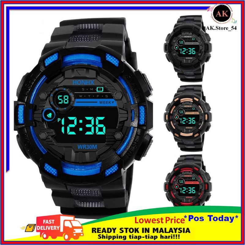 HONHX Sports LED Digital Watch Men Women Shopee Malaysia