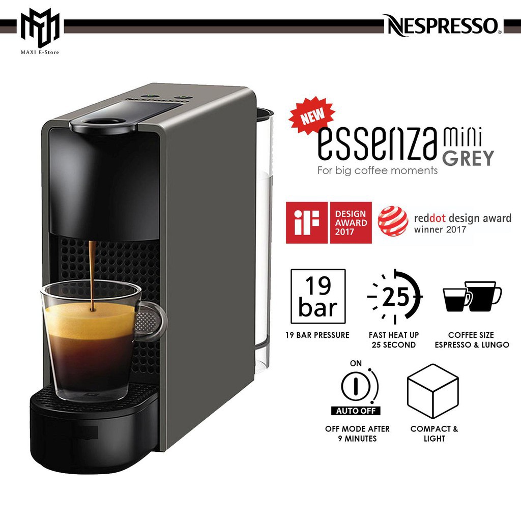 Nespresso C30MEGRNE Essenza Mini Coffee Machine Grey C30MEGRNE