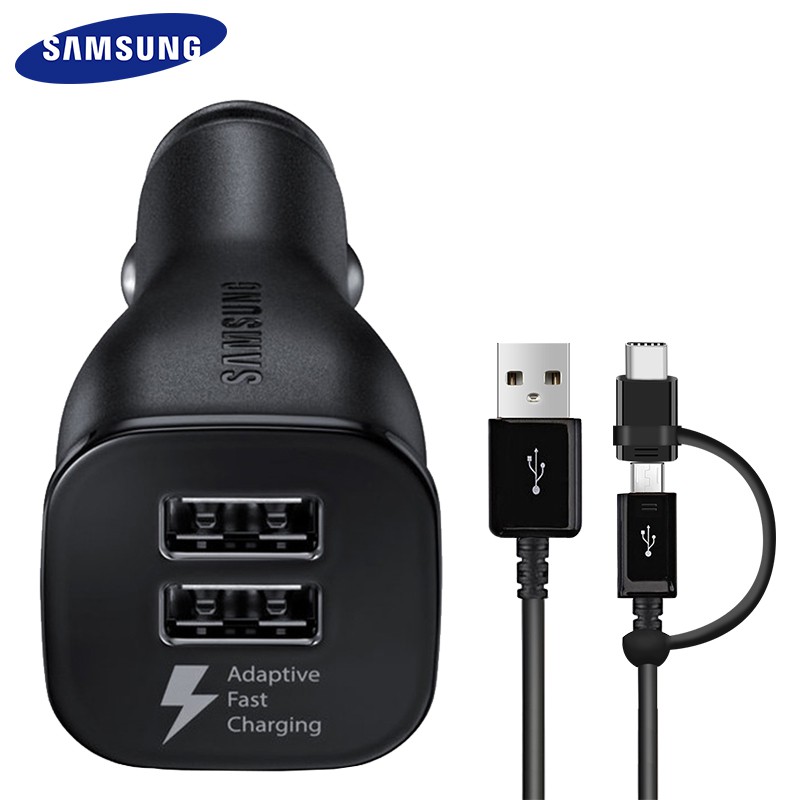 Samsung 15W Car Charger With Type C+Micro USB Cable Fast Charge S8 S9