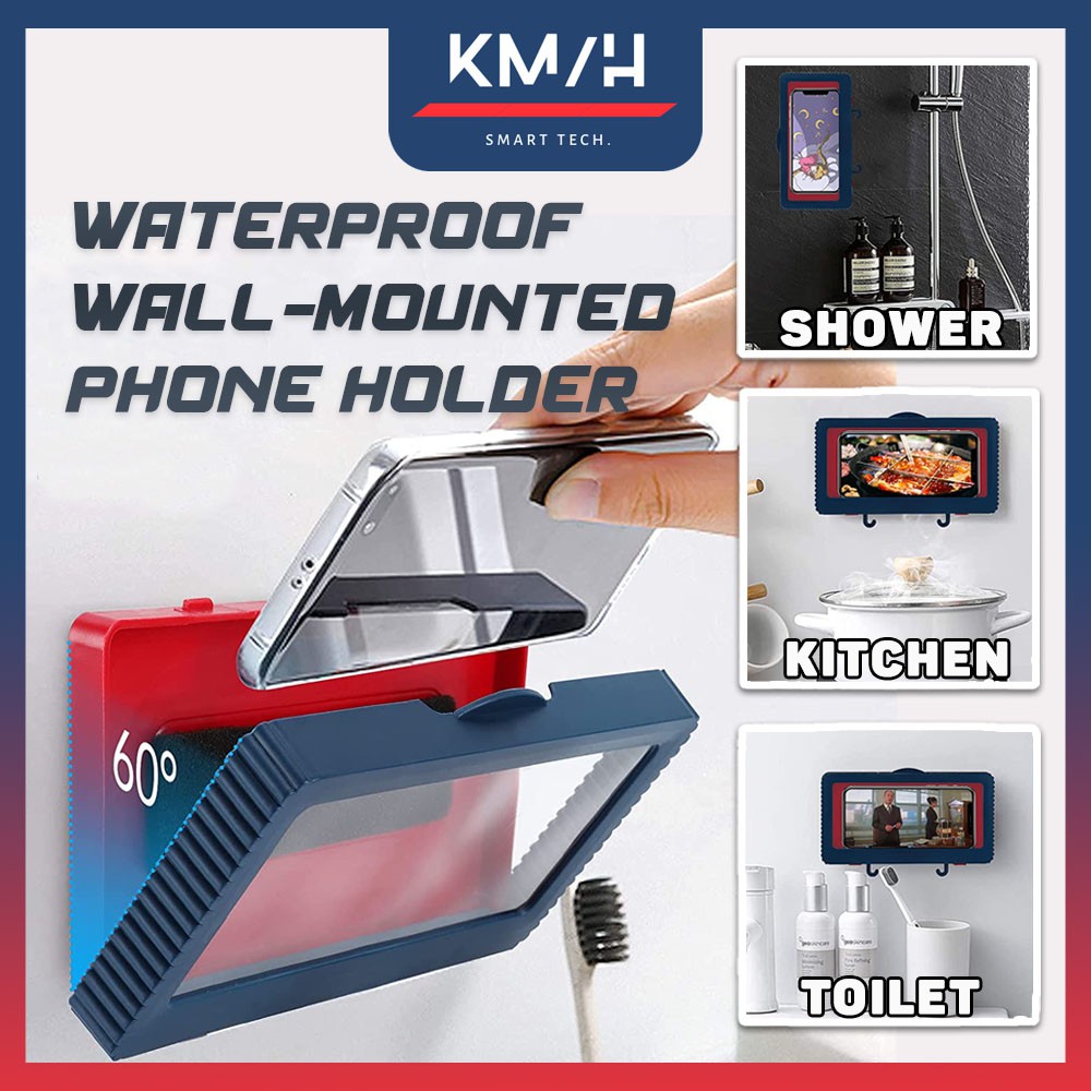 Waterproof Wall Mounted Mobile Phone Holder Case ABS Shower Phone
