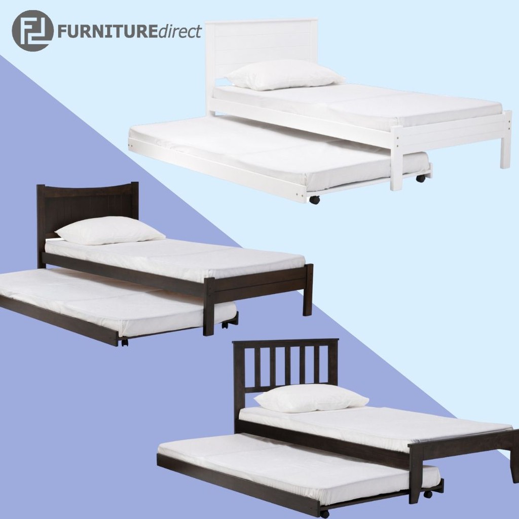 Furniture Direct Solid rubberwood single size pull out bed frame/ katil