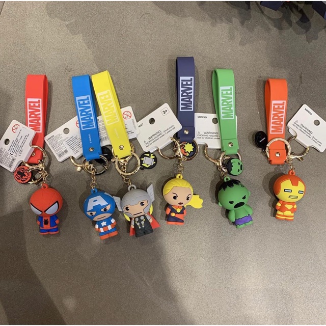 Marvel Keychain 3D Keychains Miniso x Marvel Avengers Keychain Silicone
