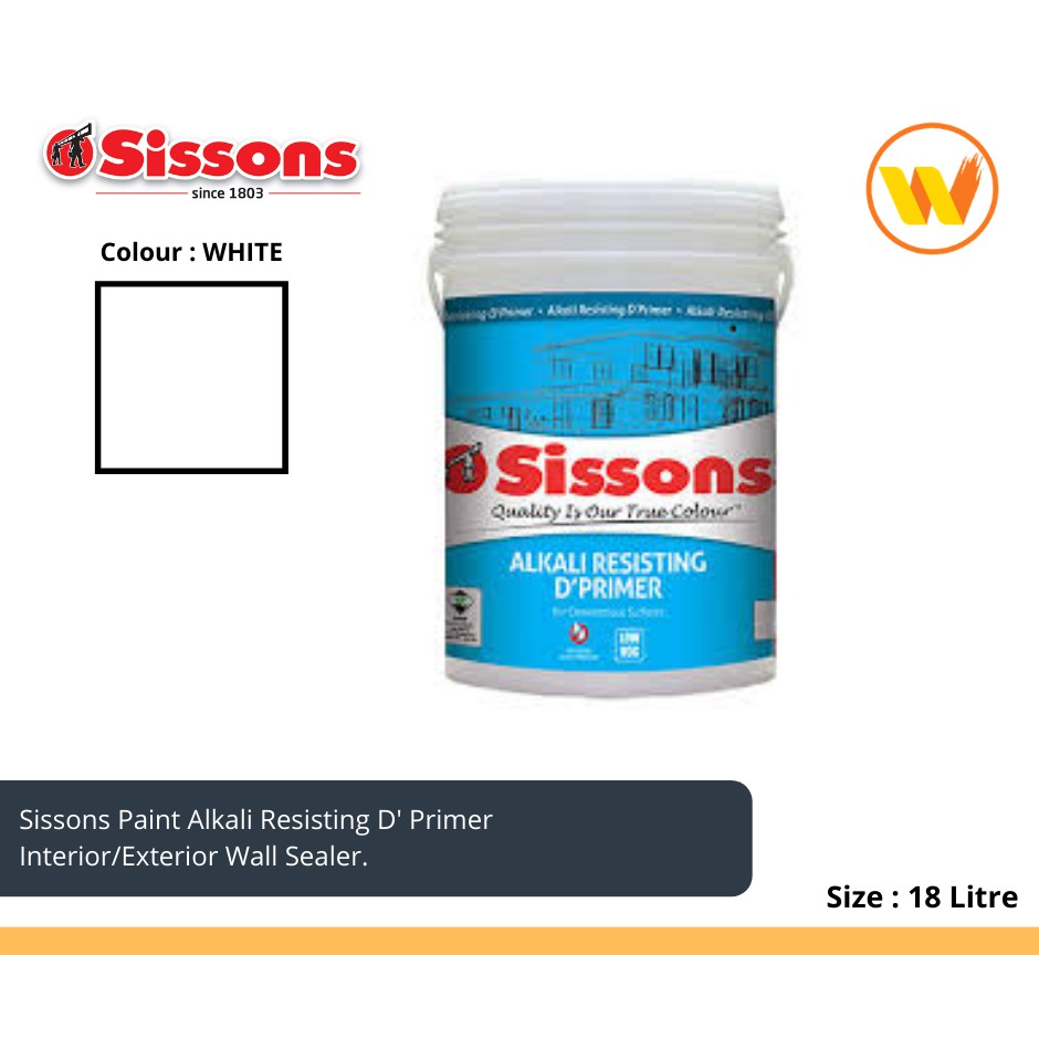 18Litre Sissons Paint D' Primer 18L (Interior & Exterior Wall Sealer) Cat Undercoat Dinding Luar