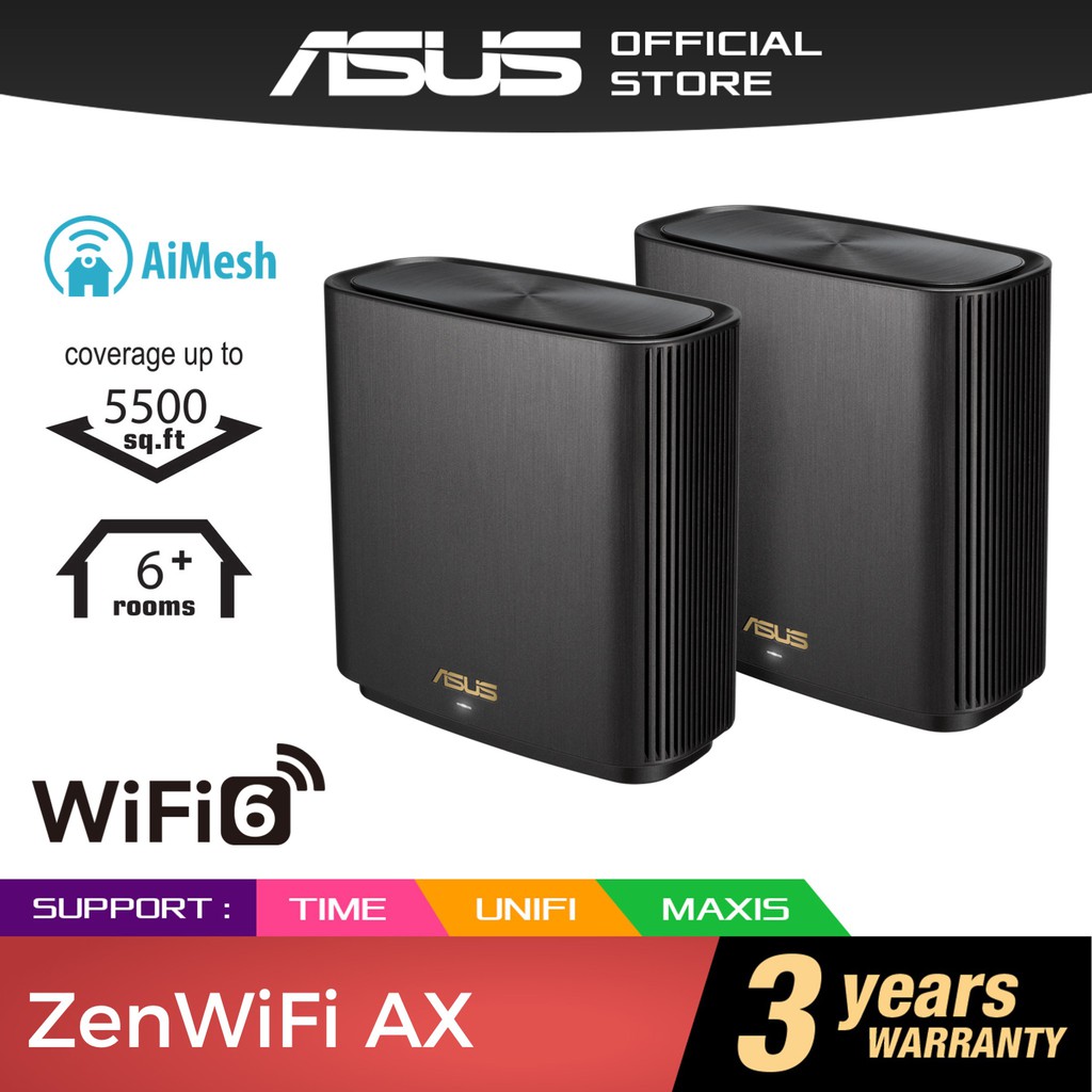 ASUS ZenWiFi XT8 Mesh WiFi 6 AX6600 TriBand AiMesh Whole Home WiFi