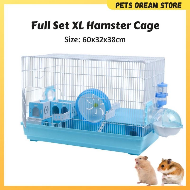 XL Hamster Cage 60x32x38cm Full Set 17cm Hamster Wheel Hamster Water