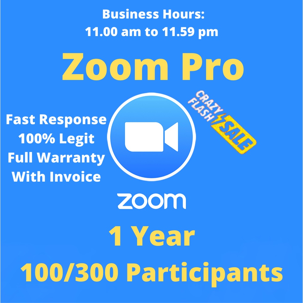 [1 Year] Zoom Pro Premium Meeting Account [100/300 Participants] [Full