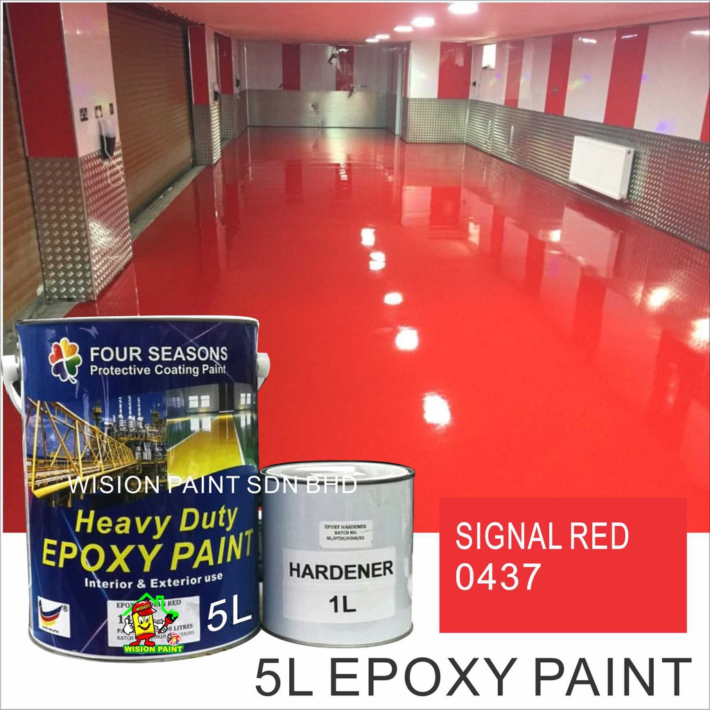 0437 SIGNAL RED ( 5L EPOXY FOUR SEASONS ) Paint Epoxy Floor Paint