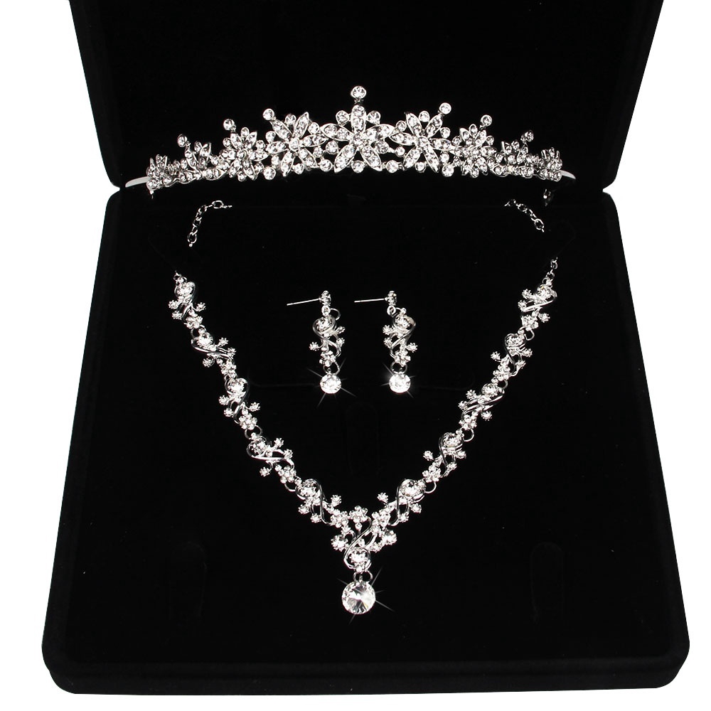 Crystal Tiara Necklace Earring Set Wedding Bridal Jewelry Headpiece