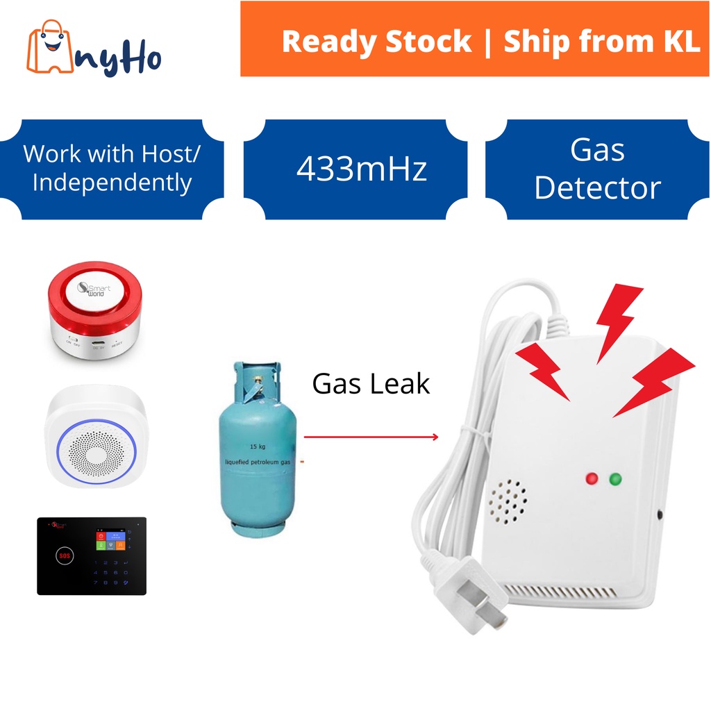 SMART WORLD 433mHz Gas Detector Gas Leak Alarm Sensor Detector Home