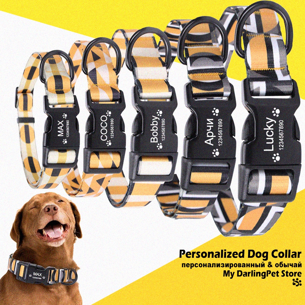 Custom Dog Collars with Name ID Tag Luxury Designer Personalized Dog