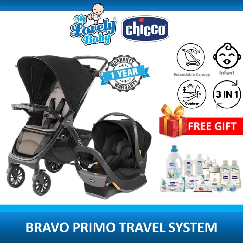 Chicco Bravo Primo Stroller + Chicco Keyfit 35 Car Seat + Isofix Base