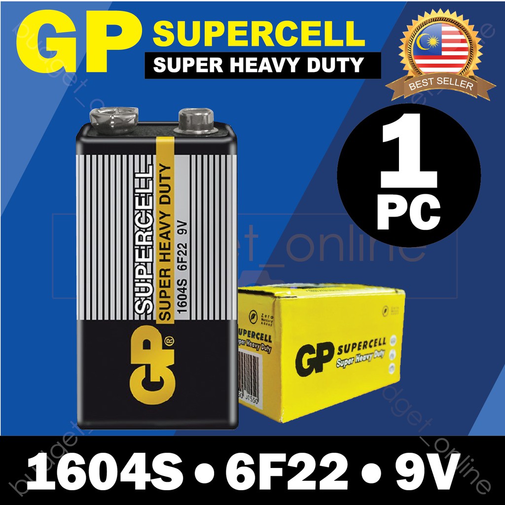 GP SUPERCELL Super Heavy Duty 1604S 6F22 9V Battery Batteries 1 PC