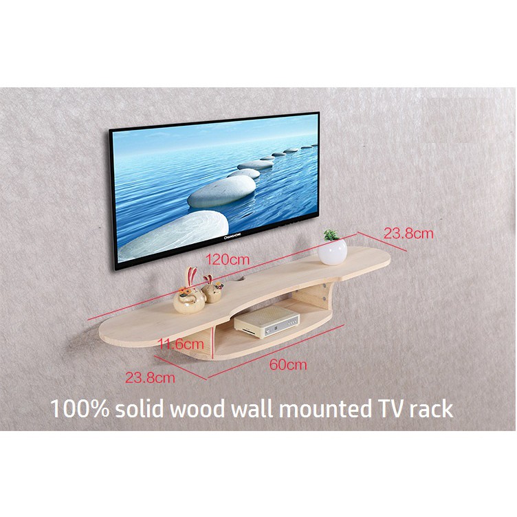 Solid Wood Wall TV Rack, DIY Wall Mounted shelf, Simple Wooden Storage