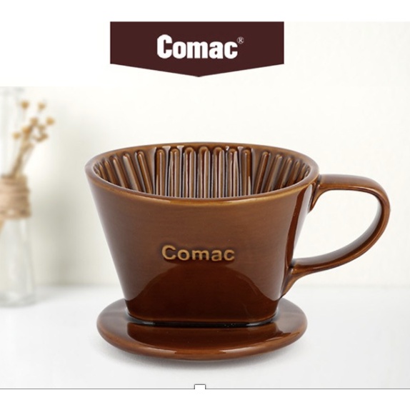 Ceramic Coffee Dripper Brown , Unbleached Coffee Filter Paper