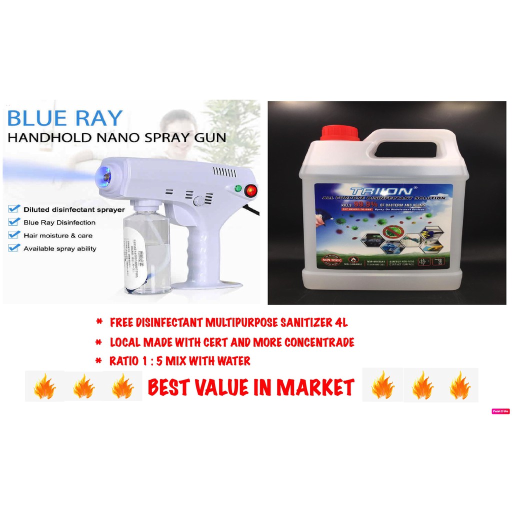 Disinfectant Nano Spray Gun Blue Light 1200watt With Disinfectant