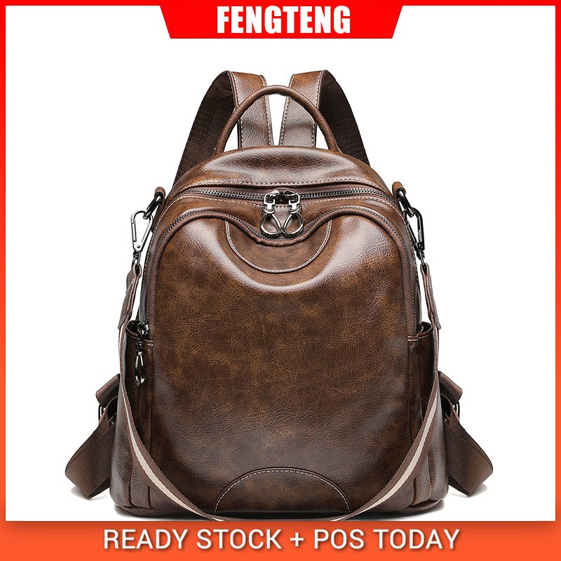 Ready Stock Genuine Leather Women Anti Theft Beg Casual Bags Backpacks
