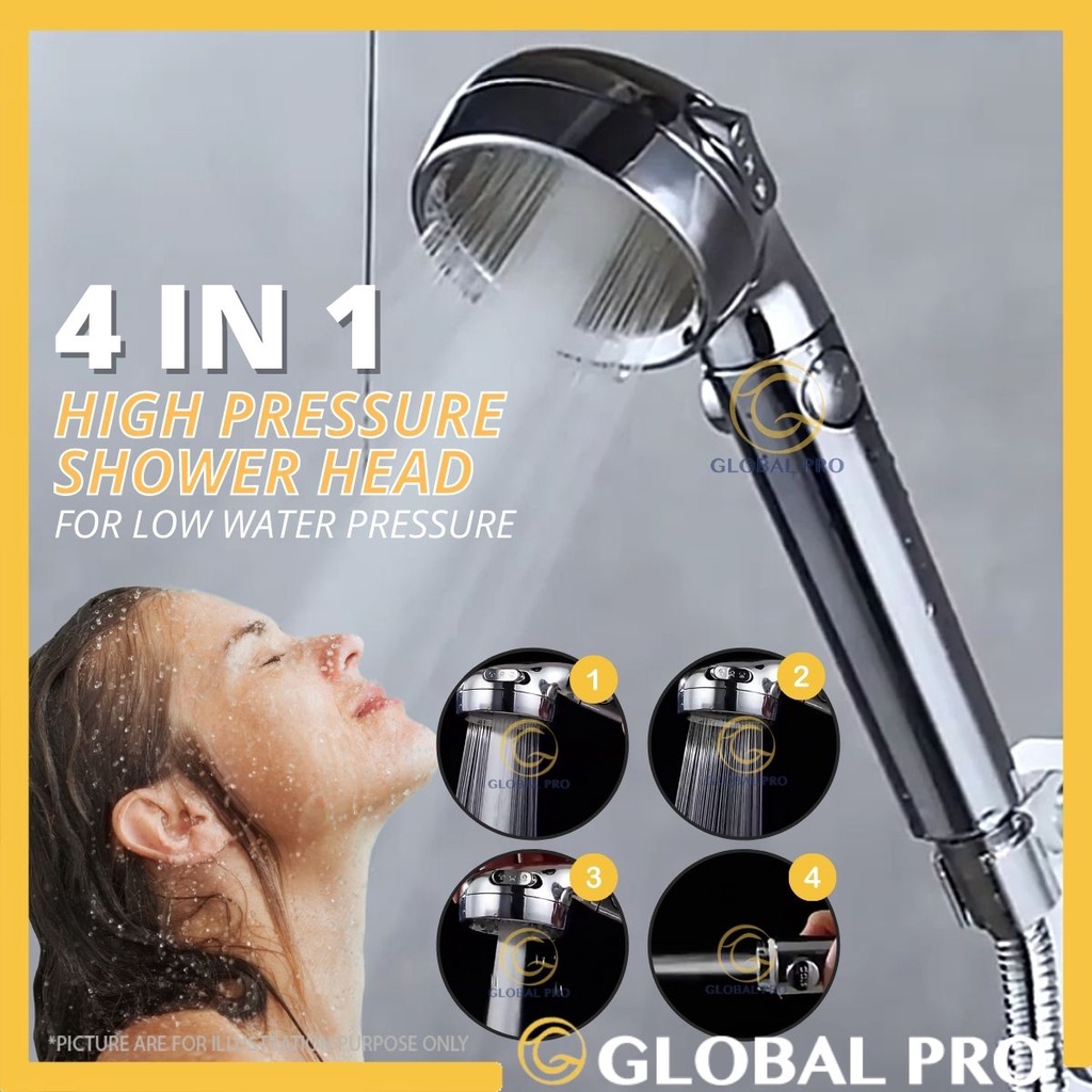 4IN1 High Pressure Shower Head for Low Water Pressure Handheld Bidet