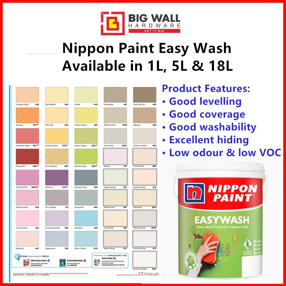 Nippon Vinilex Easywash 5L P3 Black & White Top Coat Environmental