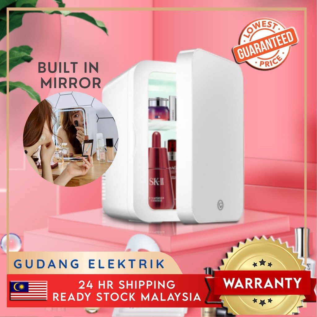 2 in 1 Skin Care Fridge Make Up Mirror LED Light Makeup 8L Compact