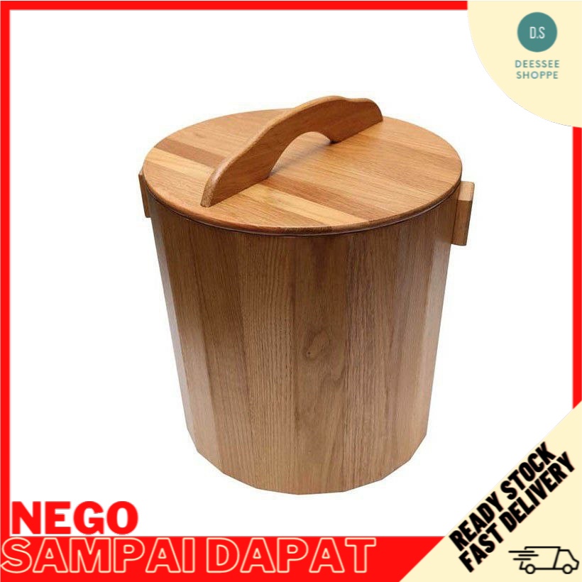 Wooden Rice Bucket (Solid Oak Wood) Shopee Malaysia