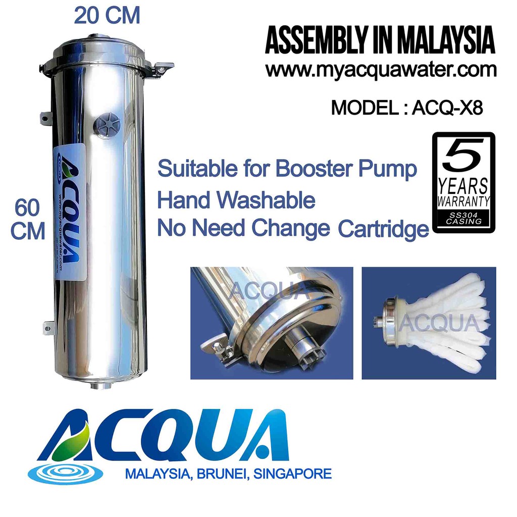 Water Filter ACQUA x8 JUMBO Ultra Filtration (8000 Litre an Hour / Length 64cm x 20 cm) 1 Inch