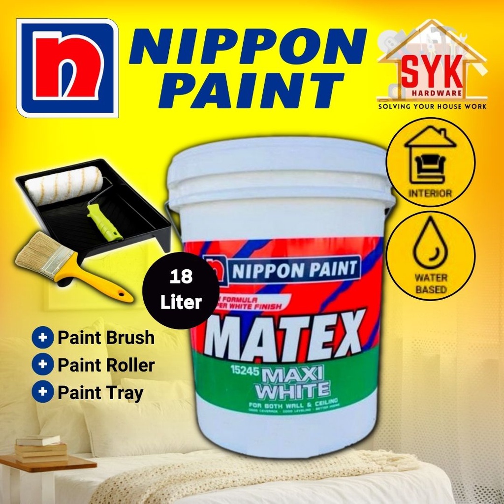 SYK Nippon Paint Super Matex Paint Maxi White 18 Liter Wall Paint Wall