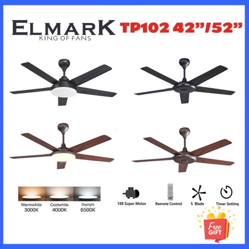 Elmark TP102 Betel 52”/42” ceiling fan with Led/without led remote