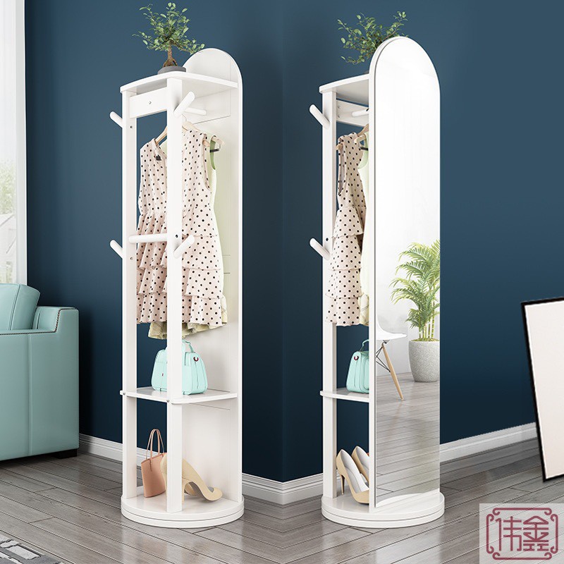 Dhome Travel Smart Mirror Full Body, Wooden Body Rotate 360 Degrees