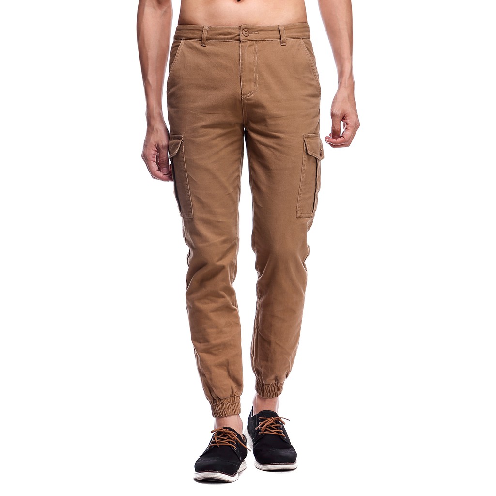 IR Dark Khakis Men Cuffed Leg Long Cargo Pants (Free TShirt When Buy 3