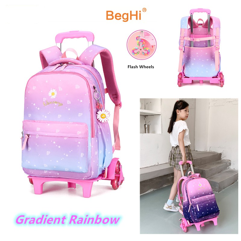 Trolley School Bag Beg Sekolah Roda Primary School Kids Trolley Bag 2 or 6 Wheel Gradient