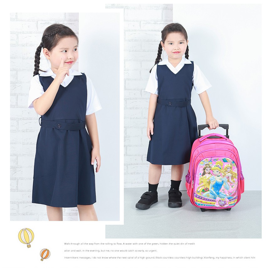 Primary School Blue Dress Uniform Set Pinefore Baju