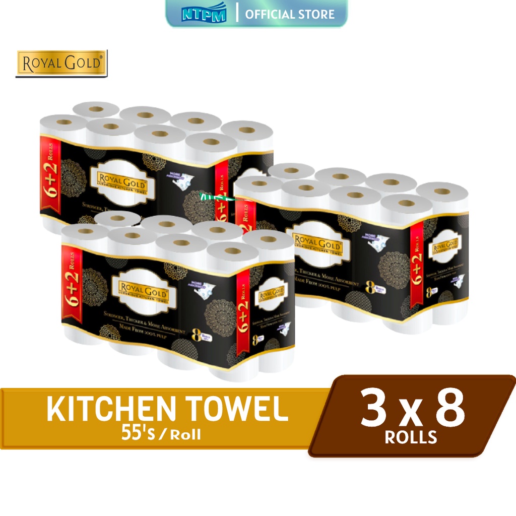 Royal Gold Kitchen Towel (55 Sheets x 8 Rolls x 3 Pkts) Shopee Malaysia