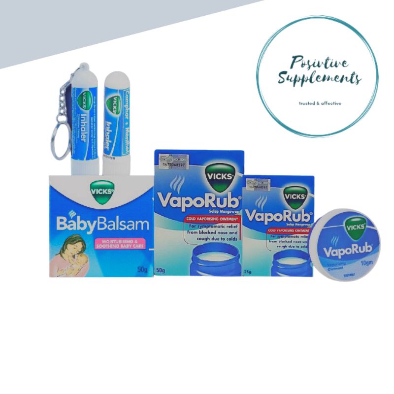 VICKS VAPOR RUB 50G / 25G / 10G / 0.5ML INHALER / BABY BALSAM 50G