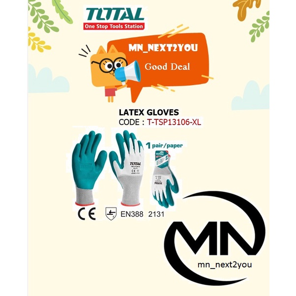TOTAL TSP13106XL Latex Gloves Shopee Malaysia