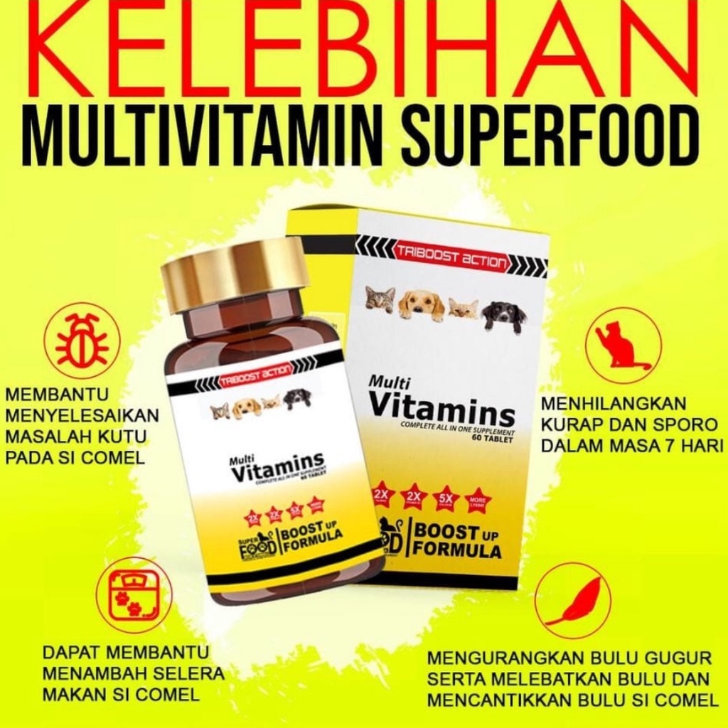 Superfood Vitamin Kucing Cat Booster Supplement Demam Selsema Hingus Lebat Bulu Kurap Gemok Kutu
