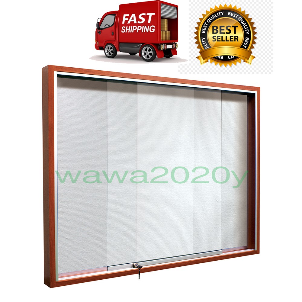 ALL SIZES Soft Notice Board Sliding Glass With Wooden Frame